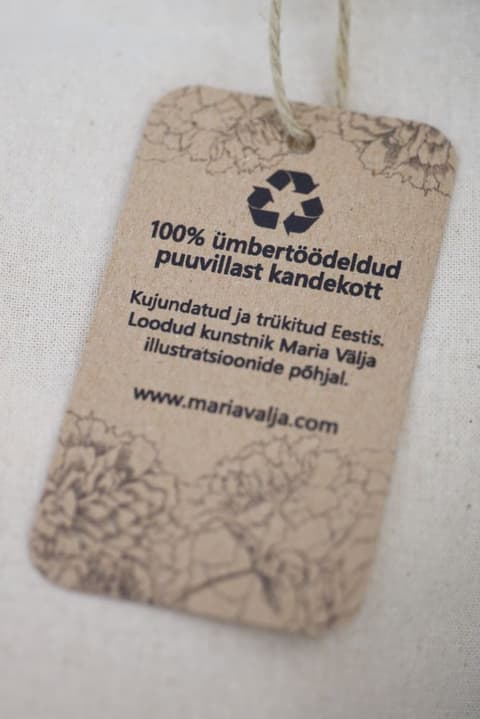 Puuvillane kandekott „Istuv rebane”, 100% ümbertöödeldud puuvillast