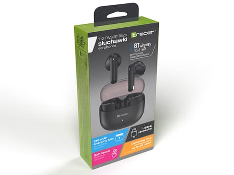 Tracer Juhtmevabad Kõrvaklapid T12, Must