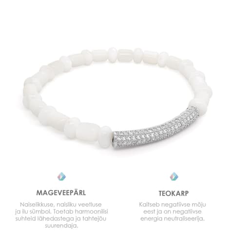 Pärlipesa käevõru Teokarp ja Mageveepärl Platinum L