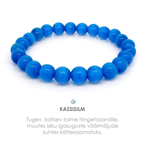 Pärlipesa käevõru Kassisilm Deep Sky Blue 8mm M