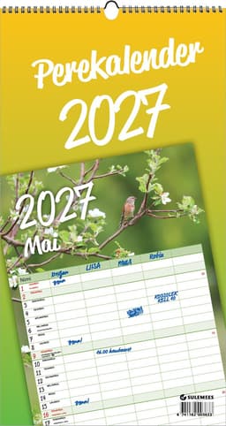 2027 Perekalender, 225 x 420 mm, aasaga spiraalköide