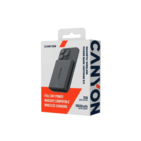 Canyon Magneetiline Juhtmevaba Akupank OnPower 511 10000mAh, Must