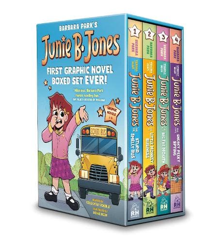 Junie B. Jones First Graphic Novel Boxed Set Ever! (Graphic Novels 1-4): The Stupid Smelly Bus; A Little Monkey Business; Her Big Fat Mouth; Some Sneaky Peeky Spying