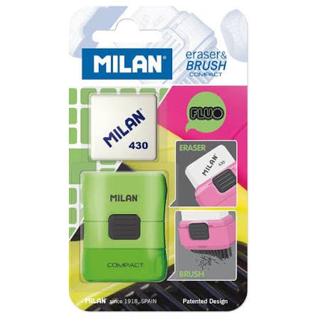 Kustukumm MILAN Compact FLUO harja ja varukummiga