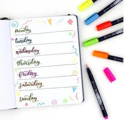 Tindipliiats Lettering Pen Fudenosuke, pintselotsaga, 6 värvi komplektis Tombow