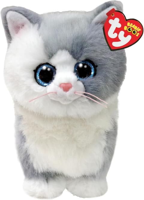 Pehme kaisuloom TY Beanie Boos kass hall/valge