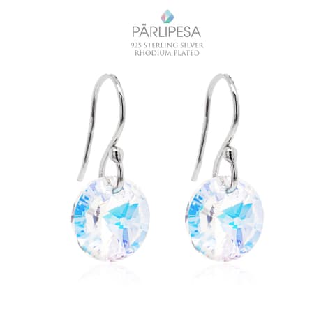 Kõrvarõngad SA 925 12mm Crystal AB