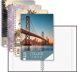 College A5, 60 lehte, 5x5 ruut, kõik kaanevärvid