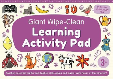 3+ Giant Wipe-Clean Learning Activity Pad: Practise essential pre-school skills | Reusable home-learning activities | Wipe-clean pen included