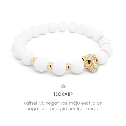 Pärlipesa käevõru Teokarp “White” ja Leopard 8mm L