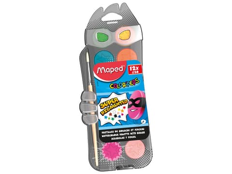 Akvarellvärv Maped ColorPeps 12 nööpi+pintsel plastikkarbis