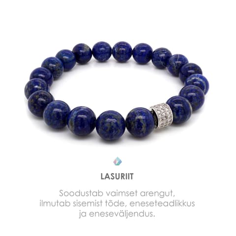 Pärlipesa Käevõru Lasuriit Column Hõbedane 10mm L