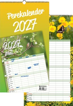2027 Perekalender, 225 x 420 mm, aasaga spiraalköide