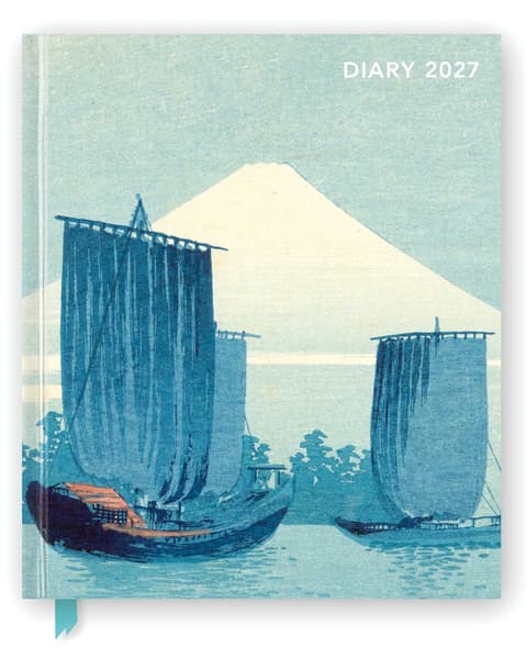 Kalendermärkmik Japanese Woodblocks 2027 Desk Diary Planner - Week to View, Illustrated Throughout