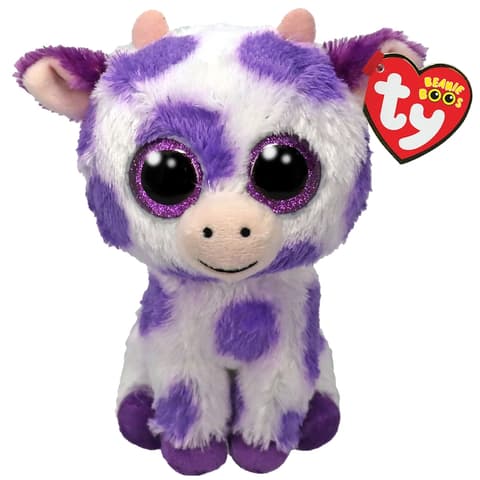 Pehme mänguloom TY ETHEL - purple spots cow reg