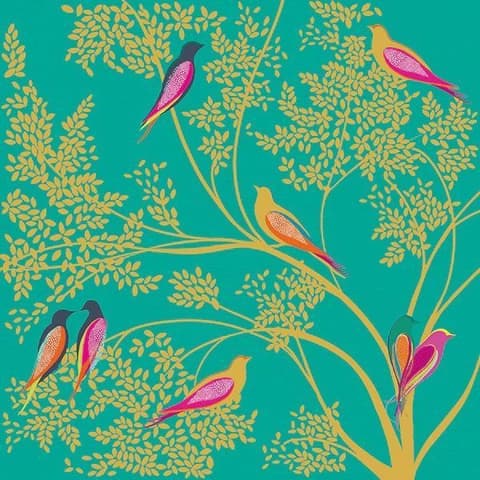Kaart Art File Birds in a tree Green