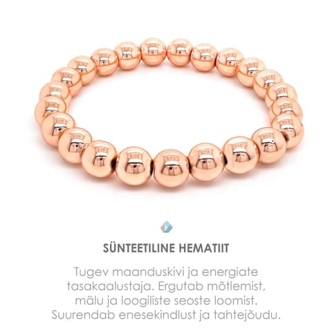 Pärlipesa käevõru Hematiit Roosa Kuld 8mm S
