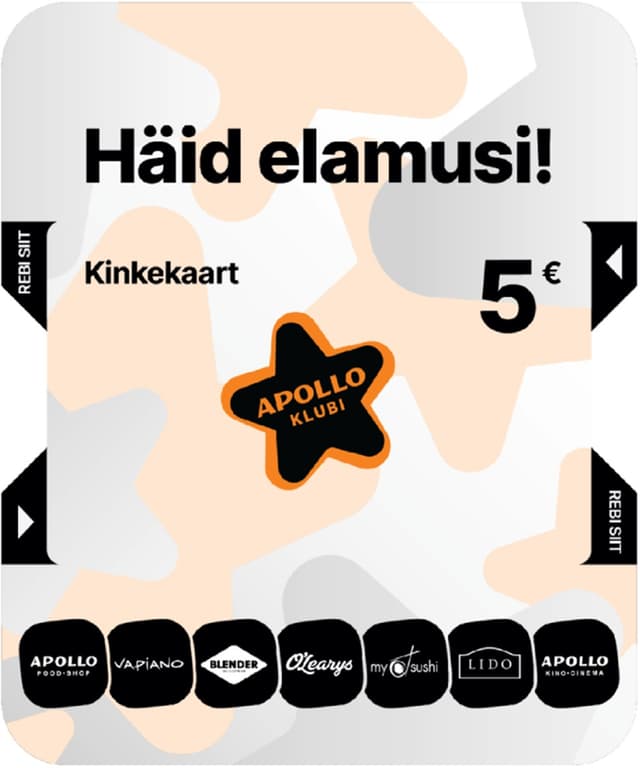 Apollo Klubi Kinkekaart 5 €, ilma ümbriseta