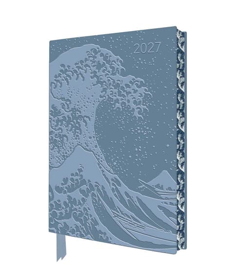 Kalendermärkmik Katsushika Hokusai: The Great Wave 2027 Artisan Art Vegan Leather Diary Planner - Page to View with Notes
