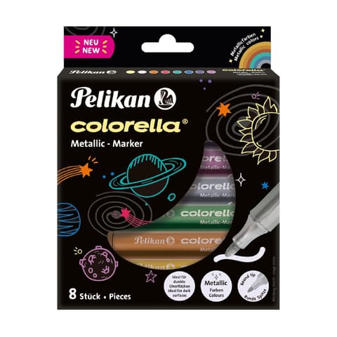 Pelikan marker Colorella, metallik, ümar ots, 8 tk