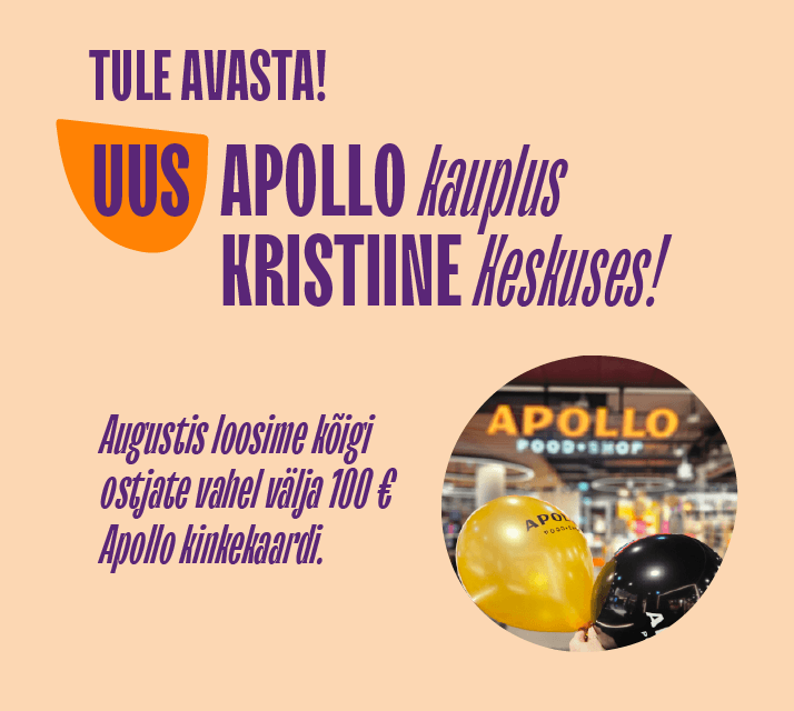 Uuenenud Apollo kauplus Kristiine keskuses! Augustis loosime kõigi ostjate vahel välja 100 € Apollo kinkekaardi