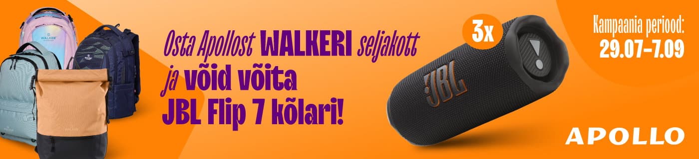 Osta Apollost Walkeri seljakott ja võid võita JBL FLIP 7 kõlari. Kampaania periood 29.07-07.09
