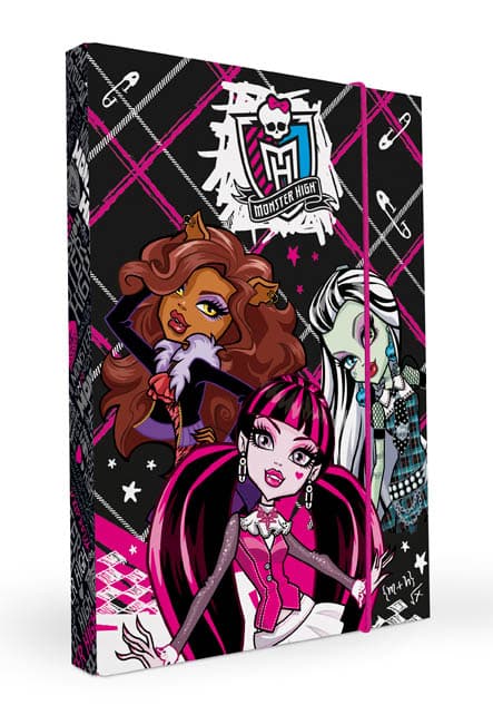 Vihikumapp MONSTER HIGH, A4, kummiga, laius 3 cm